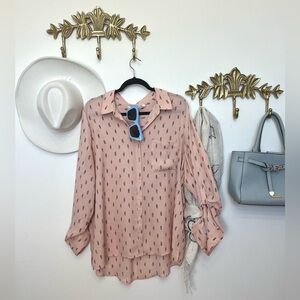 🌸Spring Pretty in pink pattern tunic blouse Xl ptp 25”